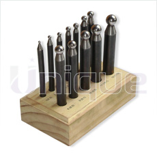 Jewellery Tools Dapping Punches Set of 12 with Wooden Base